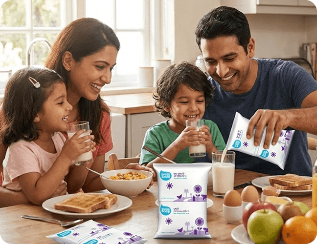 Family enjoying Aarong Dairy product